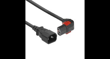 ACT AK5268 230V Stroomkabel C14/C13 (Haaks Omlaag) Lockable Zwart - 2 meter