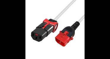 ACT AK5509 Netsnoer C13 / C14 Dual IEC LOCK | Wit | 2 meter