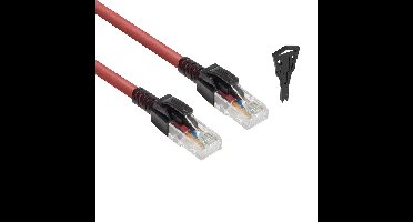 ACT FB5551 U/UTP CAT6A LSZH Patchkabel | Vergrendelbaar | Snagless| RJ45 Connectoren | Rood | 1,5 meter