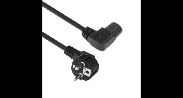 ACT AK5347 Netsnoer Schuko CEE7/7 male (Haaks) - C15 (Haaks Links) IEC60320 | Zwart | 1,5 meter