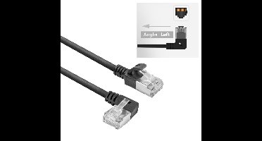 ACT DA1952 U/FTP CAT6A LSZH Slimline Patchkabel | RJ45 Connectoren Recht naar 90° Haaks Links | Zwart | 25 cm