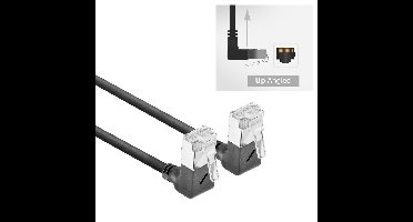 ACT DA6951 U/FTP CAT6A LSZH Slimline Patchkabel | RJ45 Connectoren 90° Haaks Boven naar 90° Haaks Boven | Zwart | 1,5 meter