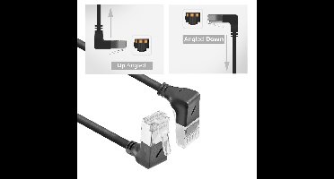 ACT DA7930 U/FTP CAT6A LSZH Slimline Patchkabel | RJ45 Connectoren 90° Haaks Beneden naar 90° Haaks Boven | Zwart | 15 cm
