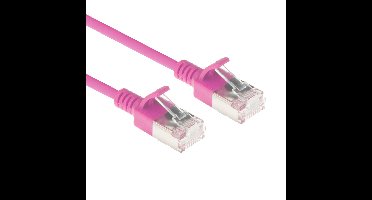 ACT DC7451 LSZH U/FTP CAT6A Datacenter Slimline Patchkabel Snagless | RJ45 Connectoren | Roze | 1,5 meter