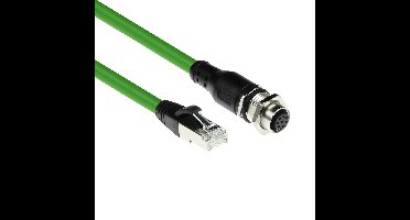 ACT SC3906 Industriële Sensor kabel | M12A 8-Polig Female naar RJ45 Male | Ultraflex SF/UTP TPE kabel | Afgeschermd | IP67 | Groen | 3 meter