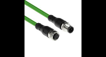 ACT SC4501 Industriële Sensorkabel | M12D 4-Polig Male naar M12D 4-Pin Female | Superflex Xtreme TPE kabel | Afgeschermd | Groen | IP67 | 3 meter