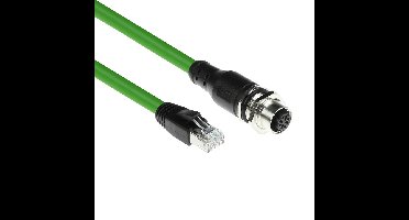 ACT SC4533 Industriële Sensorkabel | M12D 4-Polig Female Chassis naar RJ45 Male | Superflex Xtreme TPE kabel | Afgeschermd | Groen | IP67 | 1,5 meter