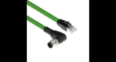 ACT SC4562 Industriële Sensorkabel | M12D 4-Polig Male Right Angled naar RJ45 Male | Superflex Xtreme TPE kabel | Afgeschermd | Groen | IP67 | 5 meter