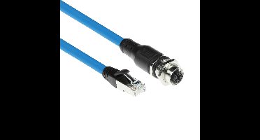 ACT SC4952 Industrial Sensor Kabel | M12X 8-Polig Female Chassis naar RJ45 | Superflex SF/UTP TPE kabel | Afgeschermd | IP67 | Blauw | 5 meter
