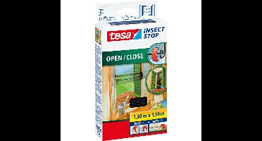 1x Tesa vliegenhor/raamhor zwart 1,3 x 1,5 meter open/dicht