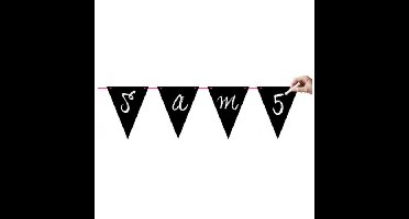 Beschrijfbare vlaggenlijn - zwart - 6 meter - karton - slinger - personaliseren - versiering