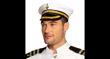 Boland Kapitein pet - wit/goud - marine/officier - volwassenen - carnaval