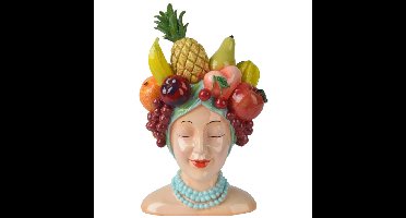 Decoris Plantenpot/bloempot - Polyresin - fruit - vrouw - D13 x H23 cm