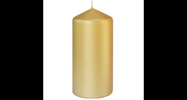 Gouden cilinderkaarsen/ stompkaarsen 15 x 7 cm 52 branduren - Mat goud