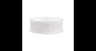 Hobby chiffon sierlint - wit - 2,5 cm/25 mm x 25 meter - decoratie - cadeaulinten