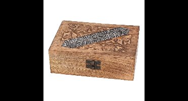 Houten sieradenkistje/opbergkistje - 17 x 13 cm - Vintage - Brocante opberg kistjes