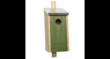 Houten vogelhuisje/nestkastje donkergroene voorzijde 26 cm