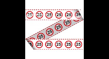 Markeerlint 25 jaar - 15 meter - stopbord - afzetlint - leeftijd/jubileum versiering