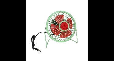 Mini USB bureau ventilator - watermeloen - metaal - 15 cm - Tafel model - Lekker afkoelen