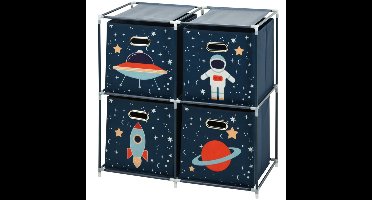 Opbergrek 2-laags - met manden - metaal - 68 x 35 x 70 cm - ruimte thema