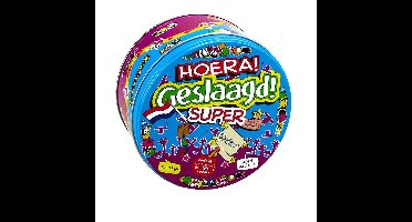 Snoeptrommel Hoera Geslaagd - 14 x 7,5 cm - cadeau snoeptrommel - bewaarblik - koektrommel