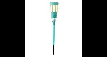 Solar tuinfakkel/tuinlamp zeegroen op zonne-energie 61 cm
