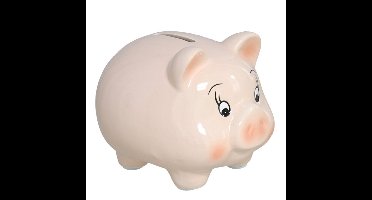 Spaarpot Varken - dieren thema - 11 x 11 x 13 cm - roze - keramiek - kinderen