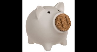 Spaarvarken met ingooi snuit/dop - keramiek - 15 x 12 cm - wit - spaarpot