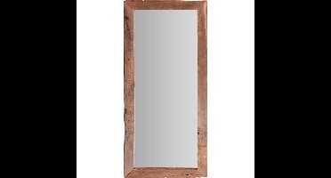 Spiegel/wandspiegel - teak hout - bruin - rechthoek - 100 x 70 cm