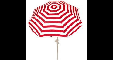 Summertime Strand parasol - rood/wit - D180 cm - in hoogte verstelbaar - Uv bestendig