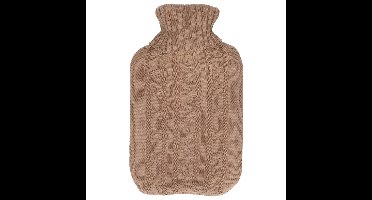 Warmwaterkruik - met zacht gebreide hoes - bruin - 1,75L - kruik