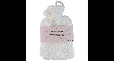 Warmwaterkruik - wit - 1,75L - fluffy pluche hoes - bedkruik - kruik - kruik met hoes