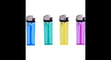 Wegwerp aanstekers - 4x - gekleurd - 8 cm