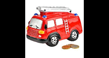 Wurm Spaarpot brandweerauto - keramiek - rood - 16 x 12 x 8 cm - sparen - kleingeld