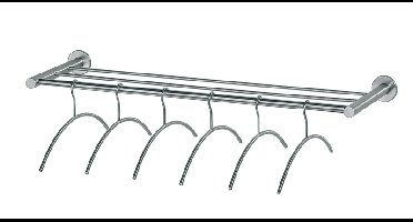 Intersteel Garderobe 1 meter met 6 kledinghangers - RVS