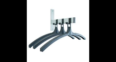 Basic HIQ wandkapstok met 3 kledinghangers - grijs/zwart