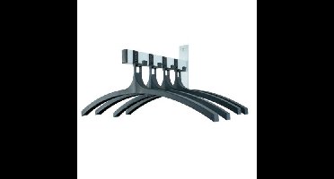 Basic HIQ wandkapstok met 4 kledinghangers - grijs/zwart