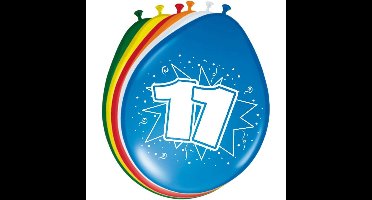 11 jaar verjaardag feest ballonnen - 16x stuks - feestartikelen leeftijd - versiering