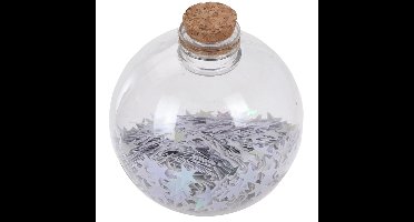 1x Fles kerstballen witte sterren 8 cm kunststof