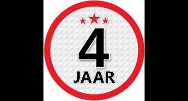 4 jaar leeftijd sticker - rond - Dia 15 cm - 4 jaar verjaardag - jubileum - leeftijd versiering