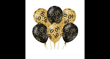 40 jaar verjaardag feest ballonnen - 6x stuks - zwart/goud - leeftijd - 30 cm - versiering