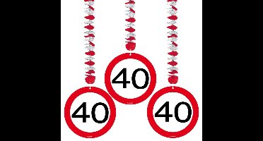 40 jaar verjaardag versiering rotorspiralen plafond - verkeersborden - 6x stuks