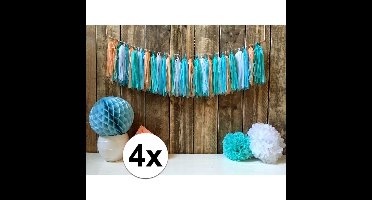 4x Kwast tassel slingers mint groen 5 meter