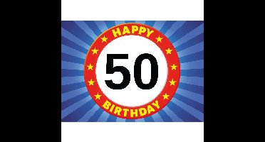 50 jaar leeftijd sticker 7,5 x 10,5 cm verjaardag versiering