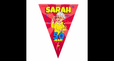 50 Sarah party vlaggenlijn - 10 meter - 50 jaar verjaardag feestartikelen - kunststof