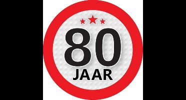 80 jaar leeftijd sticker - rond - Dia 9 cm - 80 jaar verjaardag - jubileum - leeftijd versiering