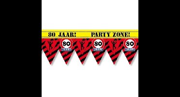 80 jaar party tape/markeerlint waarschuwing 12 m versiering