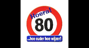 80 jaar verjaardag stopbord - Dia 50 cm - Leeftijd feestartikelen - verkeersbord - Karton