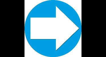 Accent pijl sticker - Rond Dia 15 cm - blauw met witte pijl - Richting/Route aanwijzen