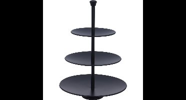 Alpina Etagere 3-laags - zwart - RVS - H36 cm - Hightea/tapas/koekjes/taartjes serveerschaal